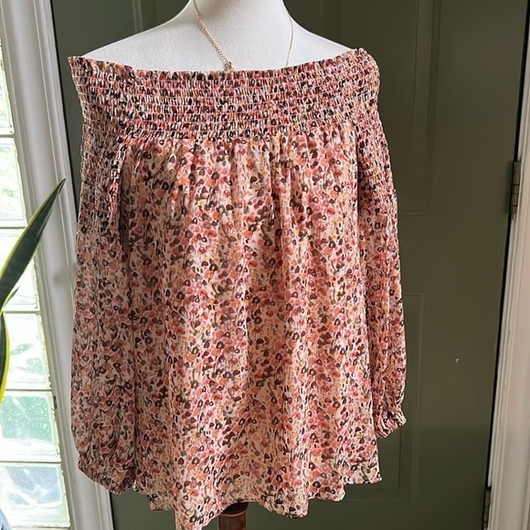 New‎ CeCe Off-The-Shoulder Floral Print Blouse - Size M - Picture 1 of 10